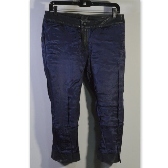 NWOT Patrizia Pepe Firenze Blue Leather Pants Size 42 - Picture 5 of 12